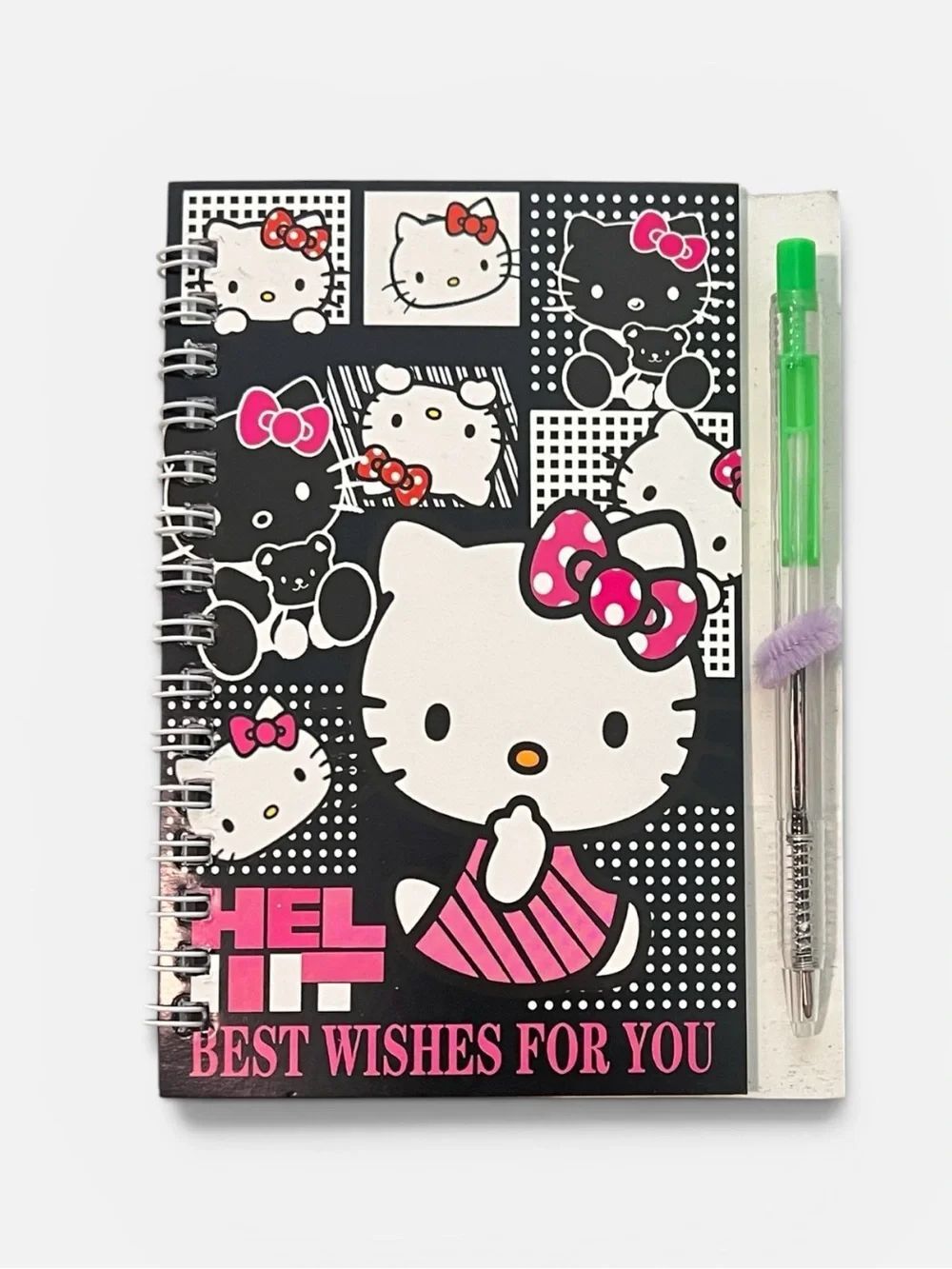Hello Kitty Black & Pink Spiral Notebook with Pen